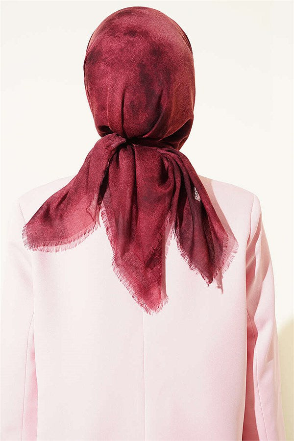 Batik Pattern Soft Kras Series Scarf Burgundy