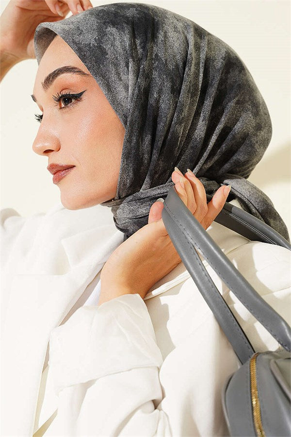 Batik Pattern Soft Knit Series Scarf, Smoke Grey