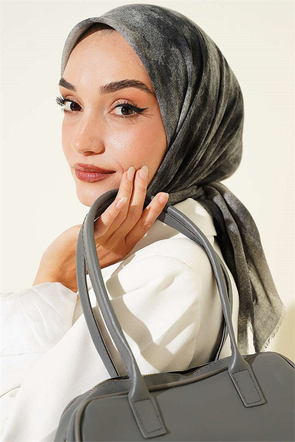 Batik Pattern Soft Knit Series Scarf, Smoke Grey