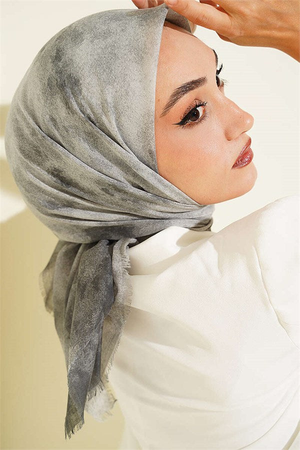 Batik Pattern Soft Kras Series Scarf Grey