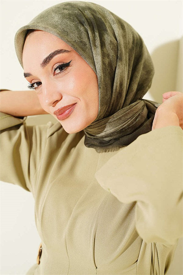 Batik Pattern Soft Kras Series Scarf Khaki