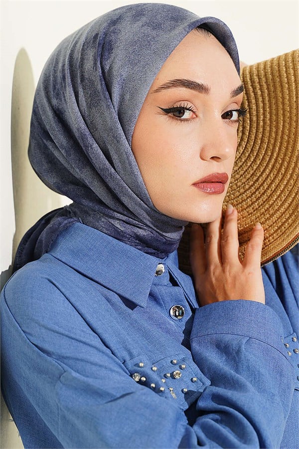 Batik Pattern Soft Kras Series Scarf Blue