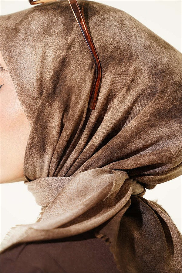 Batik Pattern Soft Kash Series Scarf, Milky Coffee