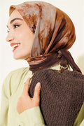 Batik Patterned Soft Scarf Dark Brown