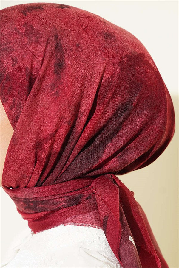 Batik Patterned Soft Scarf, Burgundy