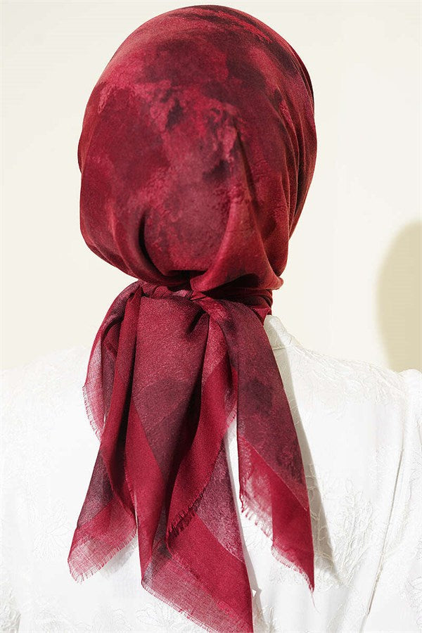 Batik Patterned Soft Scarf, Burgundy