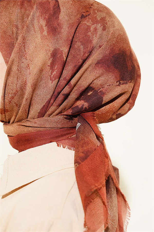 Batik Patterned Soft Scarf, Terracotta