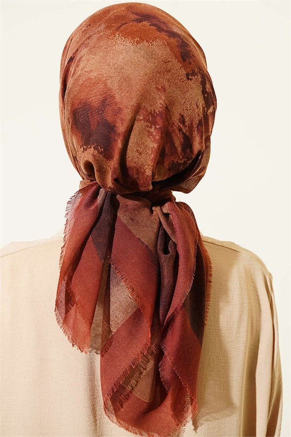 Batik Patterned Soft Scarf, Terracotta