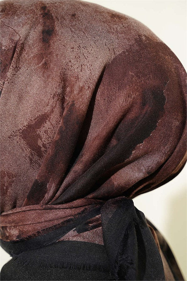 Batik Patterned Soft Scarf Black Brown