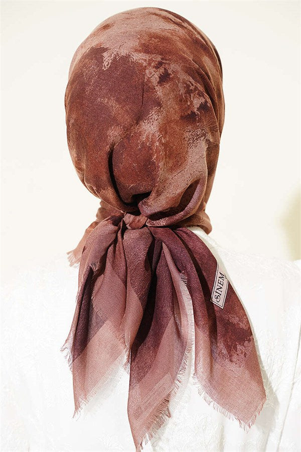 Batik Patterned Soft Scarf, Milky Coffee