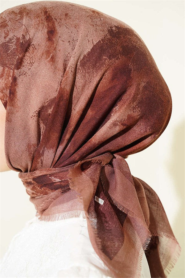 Batik Patterned Soft Scarf, Milky Coffee
