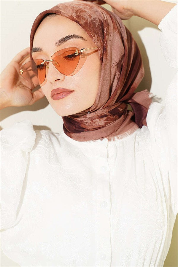 Batik Patterned Soft Scarf, Milky Coffee