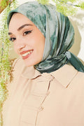Batik Patterned Soft Scarf Emerald