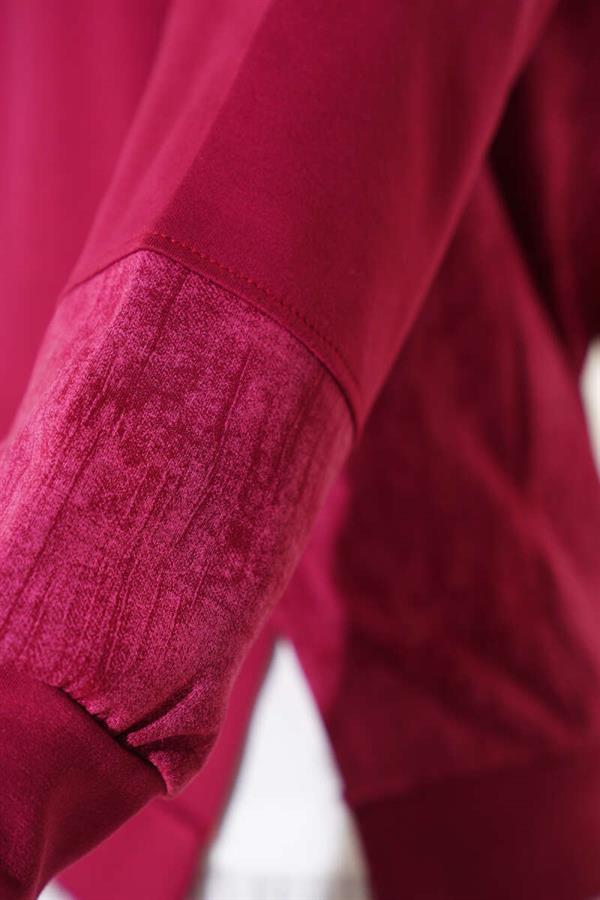 Batik Detailed 2 Piece Set Claret Red