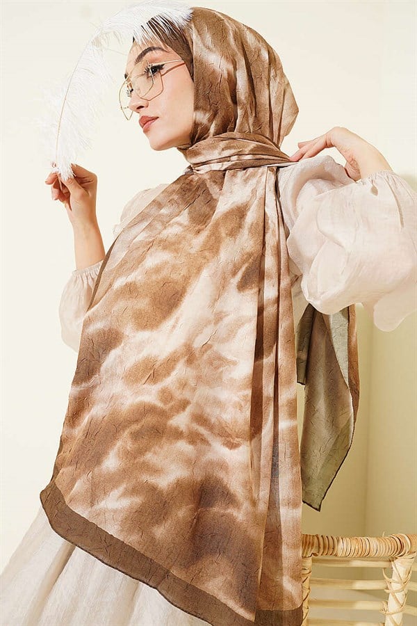 Batik Marbled Bamboo Kash Shawl Khaki