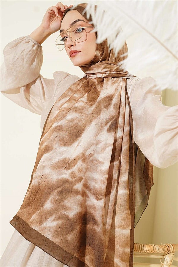 Batik Marbled Bamboo Kash Shawl Khaki