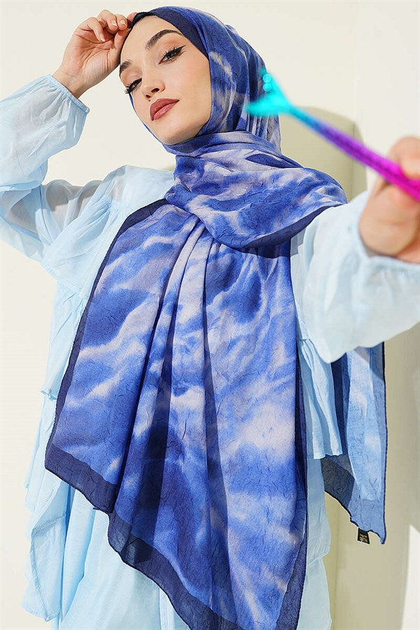 Batik Marbled Bamboo Kash Shawl Navy Blue