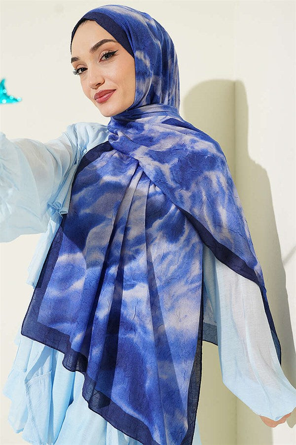 Batik Marbled Bamboo Kash Shawl Navy Blue