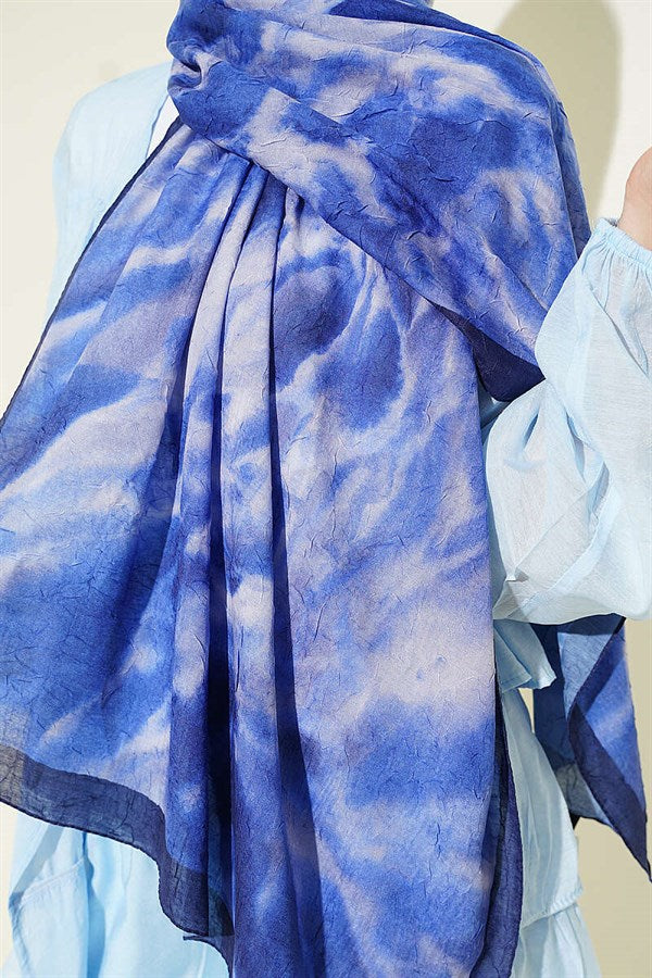 Batik Marbled Bamboo Kash Shawl Navy Blue