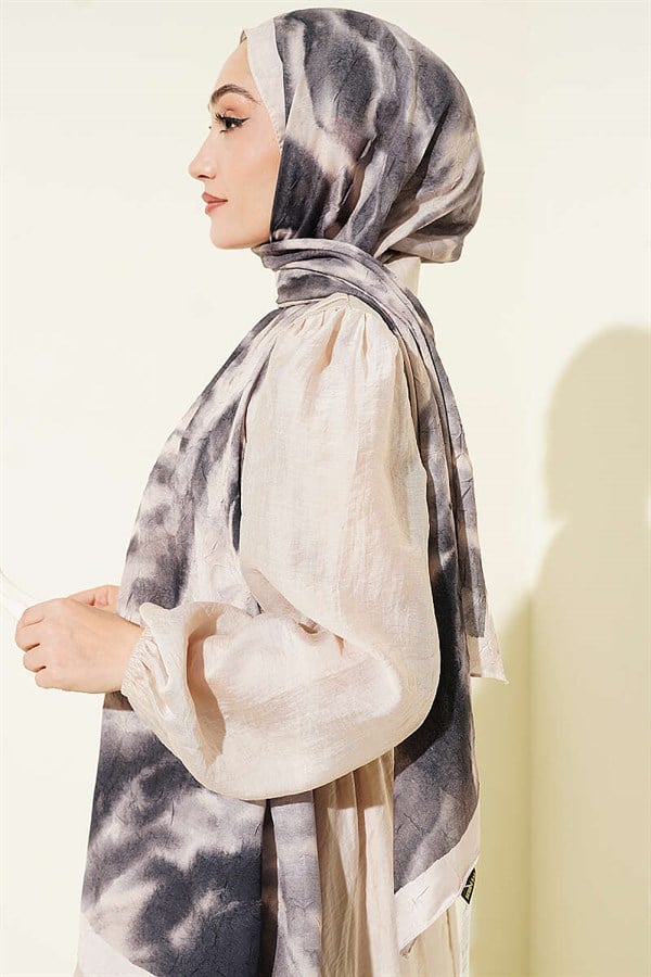 Batik Marbled Bamboo Kash Shawl Black Beige
