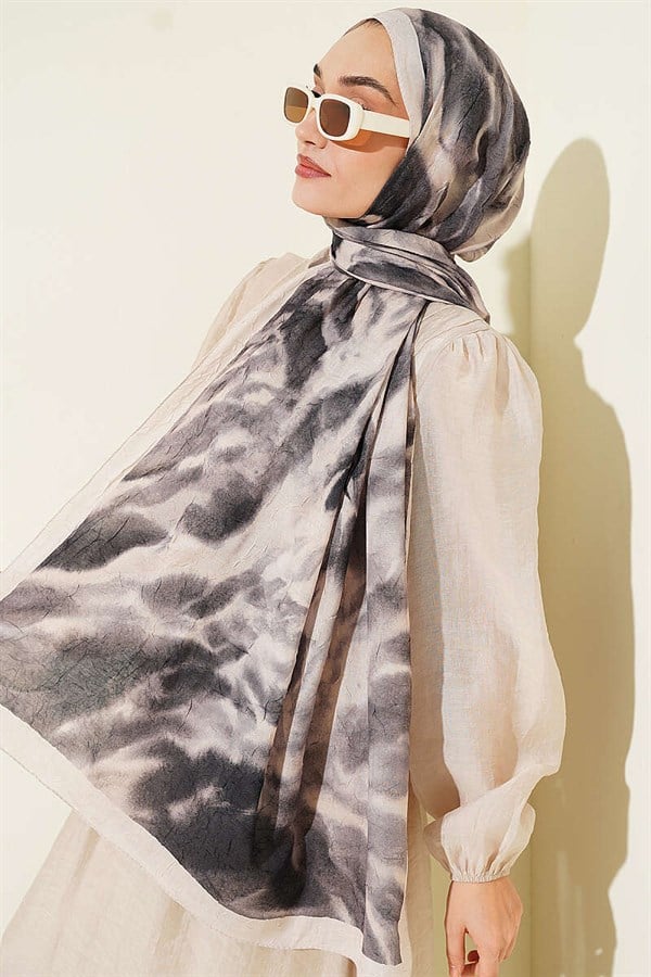 Batik Marbled Bamboo Kash Shawl Black Beige