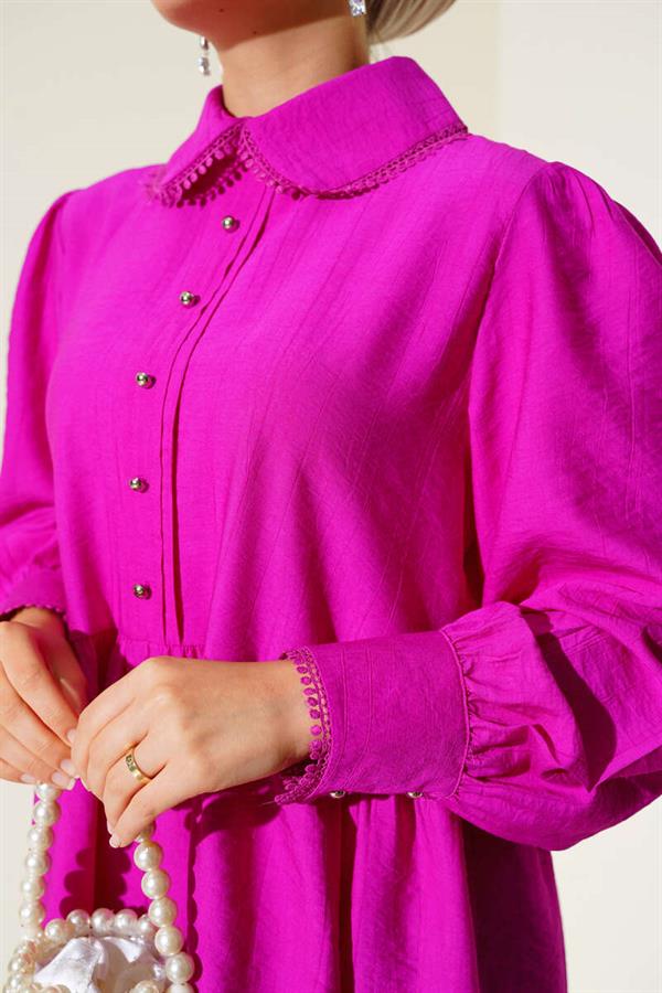 Baby Collar Lace Detailed 2 Piece Set Violet