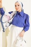 Baby Collar Lace Trimmed Short Shirt Violet