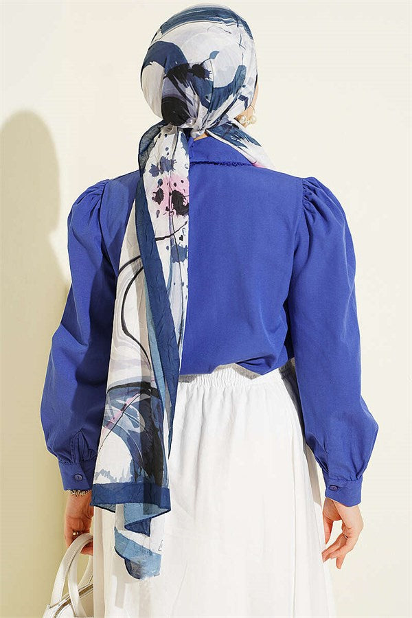 Baby Collar Lace Trimmed Short Shirt Violet