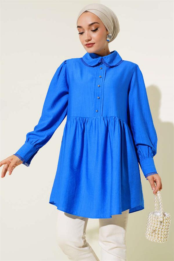 Baby Collar Lace Tunic Saxe