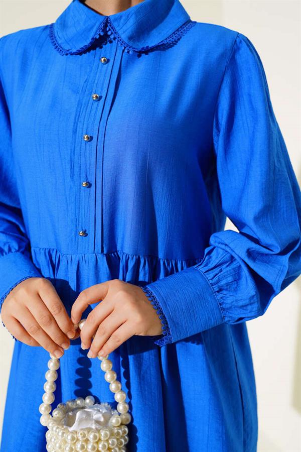 Baby Collar Lace Tunic Saxe