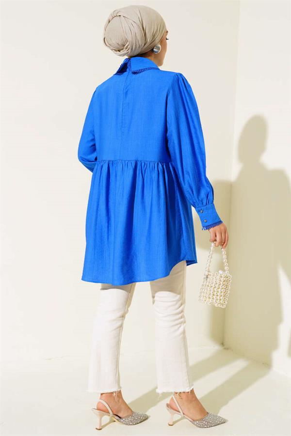 Baby Collar Lace Tunic Saxe
