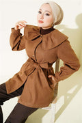 Peter Pan Collar Detail Cashmere Coat, Tan