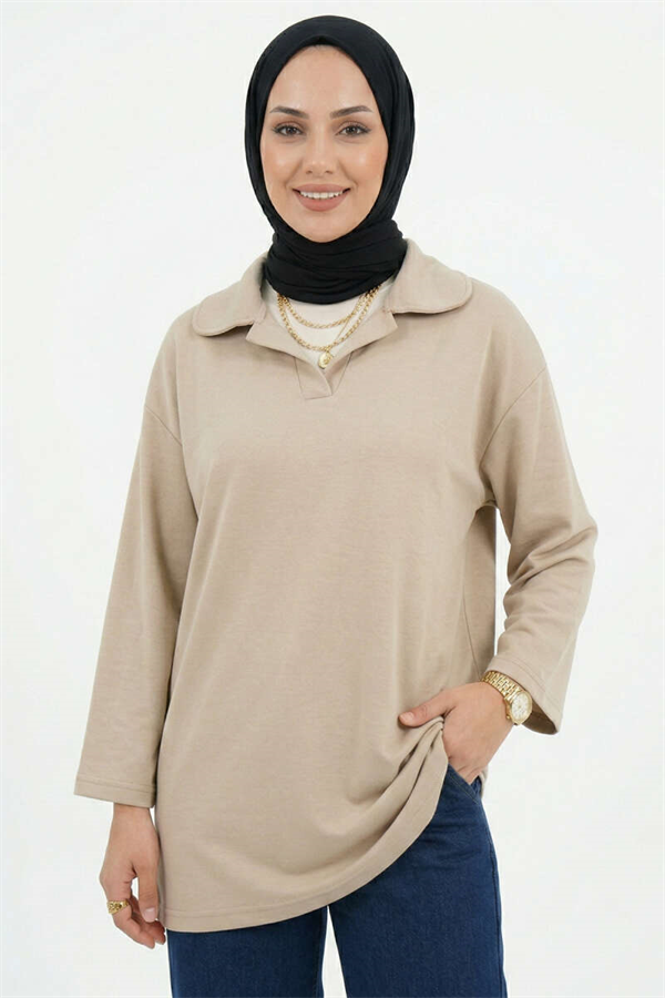 Baby Collar Detail Tunic, Beige