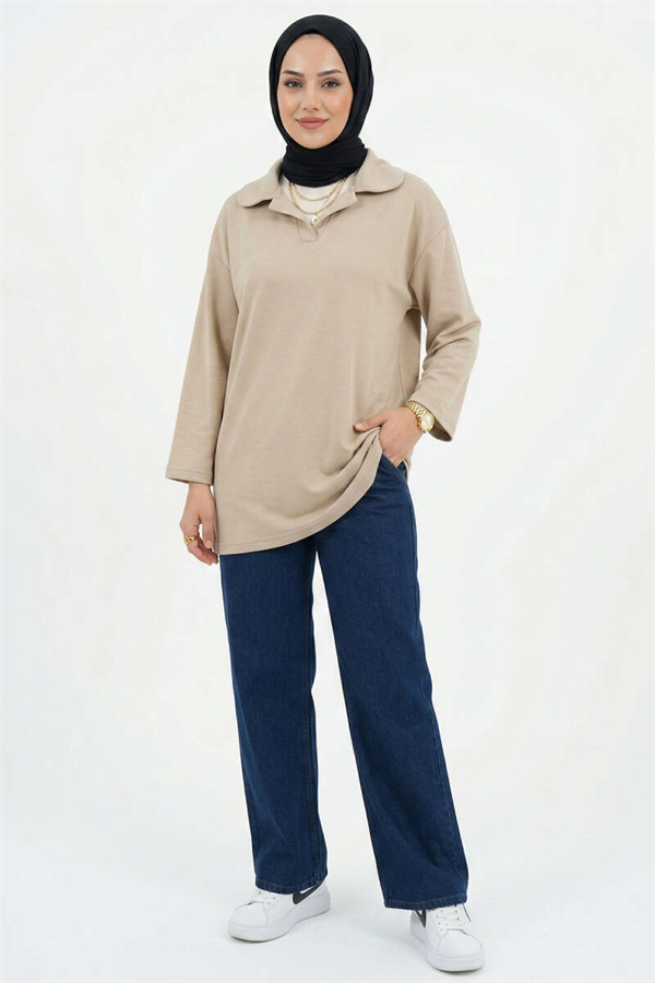 Baby Collar Detail Tunic, Beige
