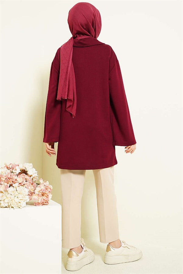 Peter Pan Collar Detail Tunic, Burgundy