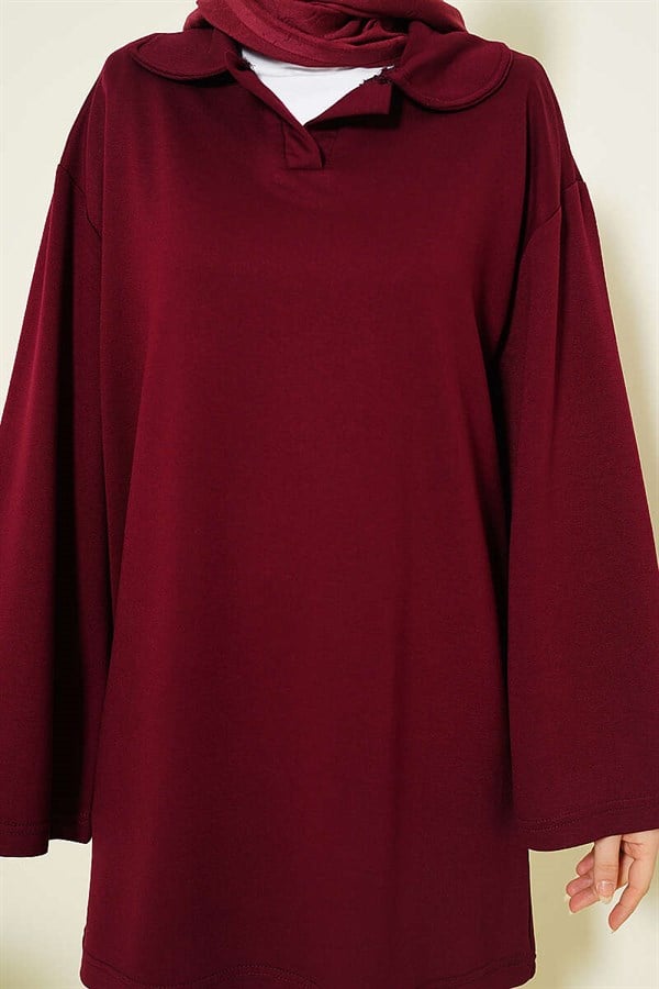 Peter Pan Collar Detail Tunic, Burgundy