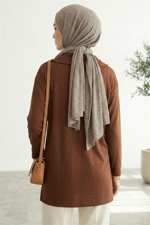 Baby Collar Detail Tunic in Brown