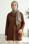 Baby Collar Detail Tunic in Brown