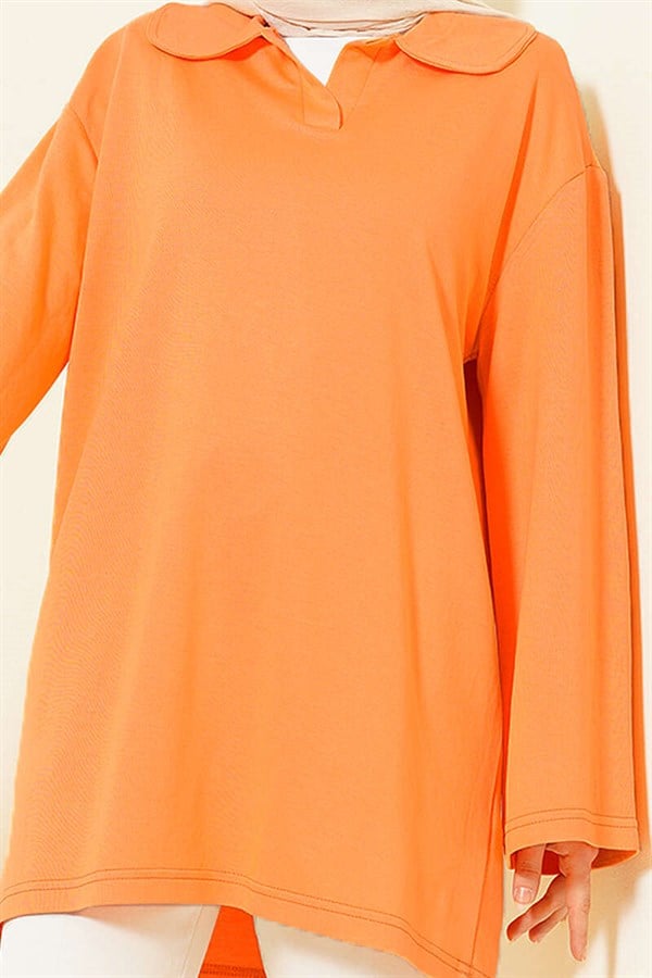 Tunic with Peter Pan Collar Detail, Orange