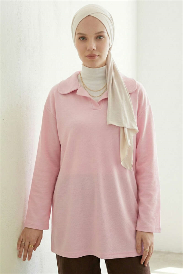 Pink Tunic with Peter Pan Collar Detail