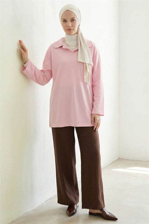 Pink Tunic with Peter Pan Collar Detail
