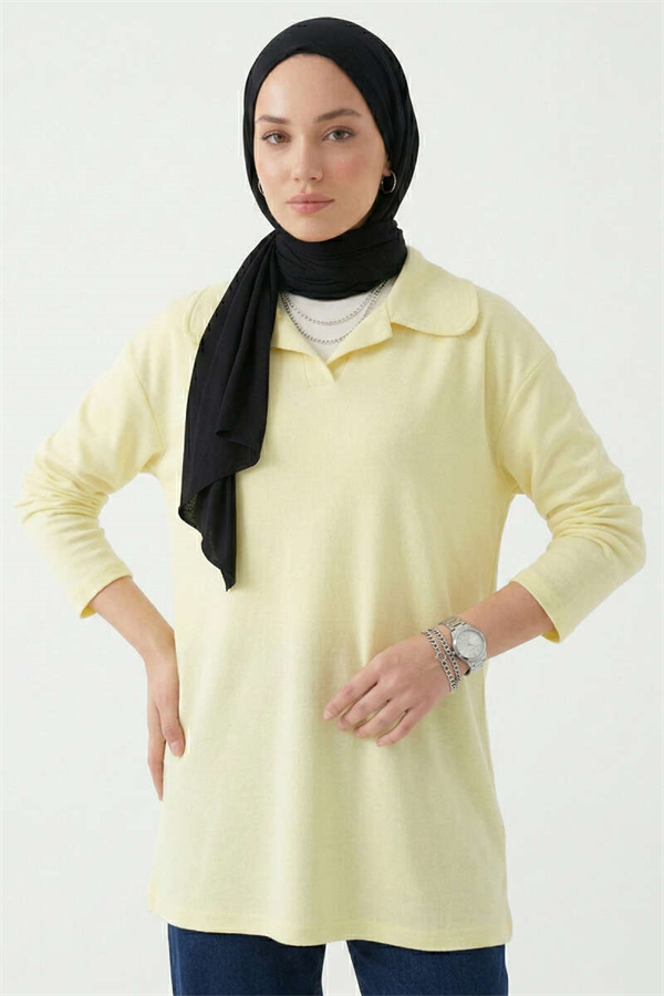 Yellow Tunic with Peter Pan Collar Detail