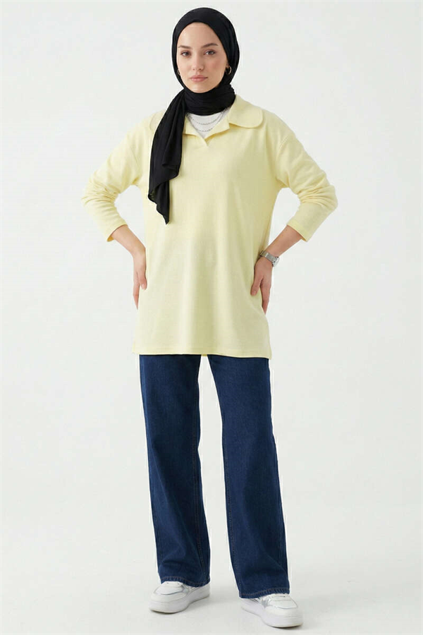 Yellow Tunic with Peter Pan Collar Detail