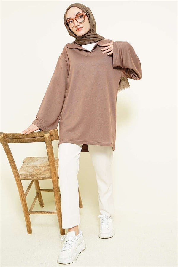 Baby Collar Detail Tunic, Mink