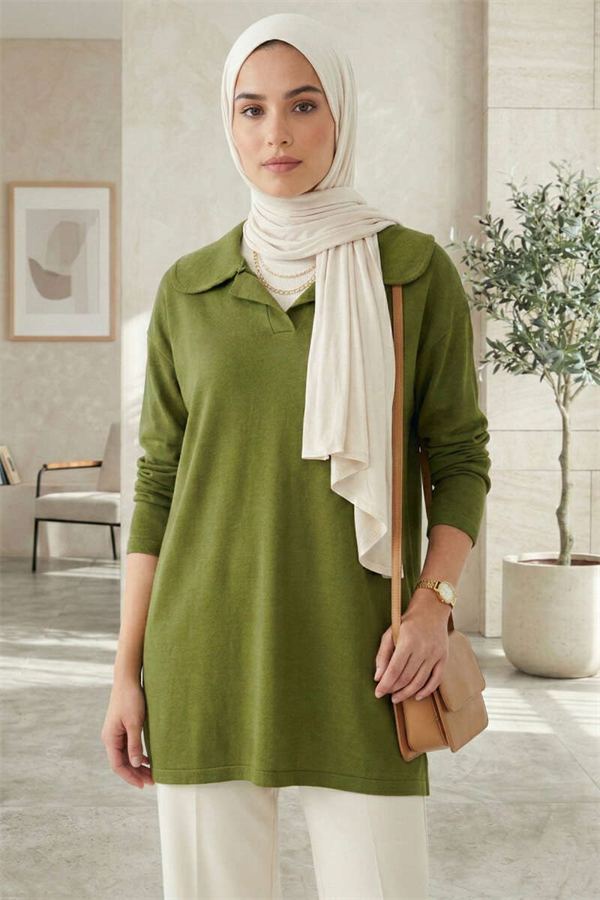 Baby Collar Detail Tunic Green