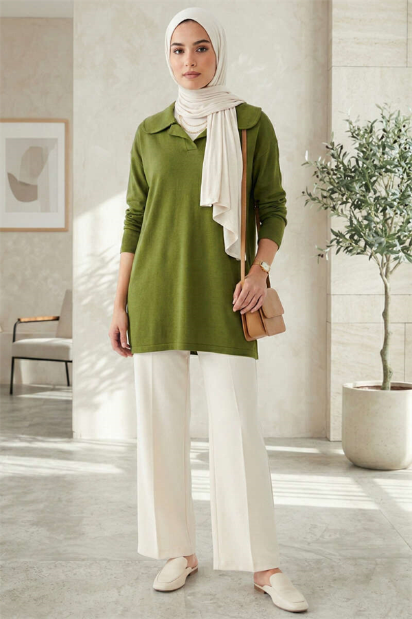 Baby Collar Detail Tunic Green