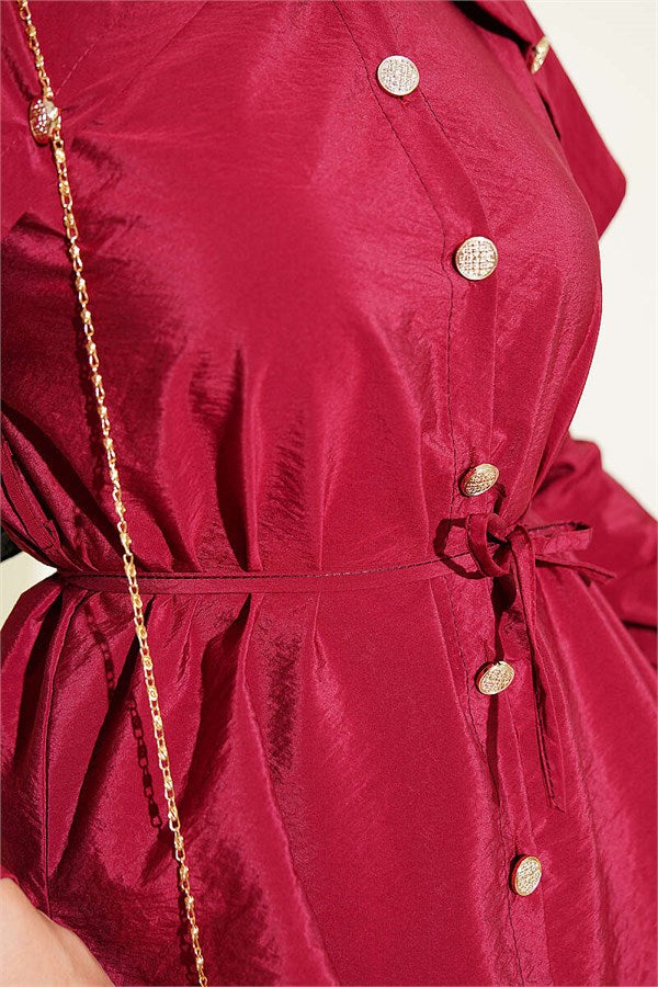 Peter Pan Collar Button-Down Shirt Burgundy