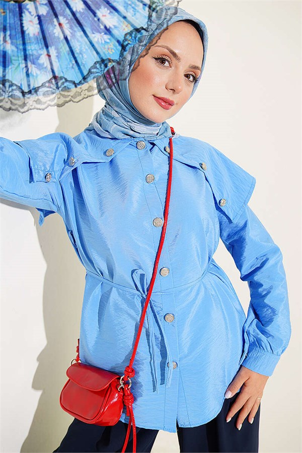 Baby Collar Button-Down Shirt, Blue