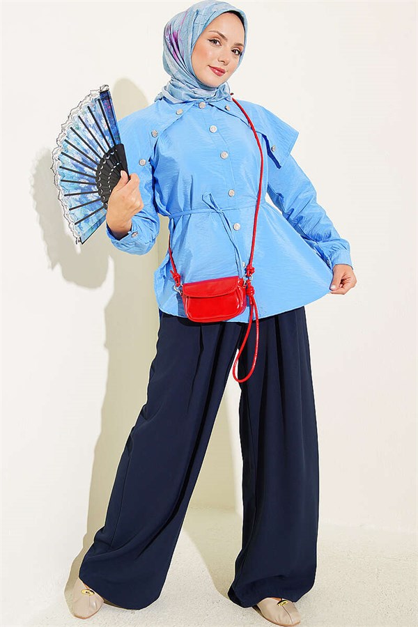 Baby Collar Button-Down Shirt, Blue
