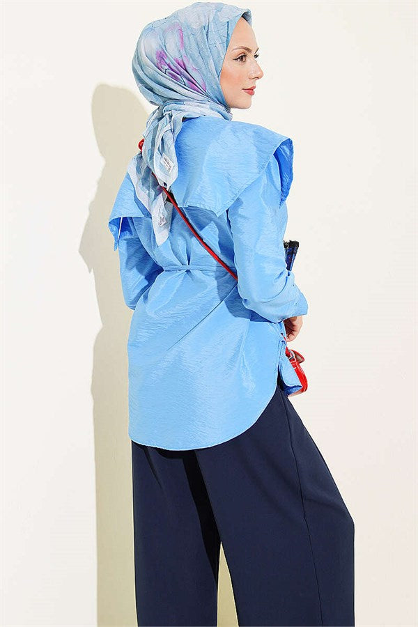 Baby Collar Button-Down Shirt, Blue